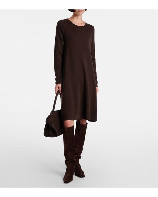 Jardin Des Orangers Brown Wool And Cashmere Midi Dress