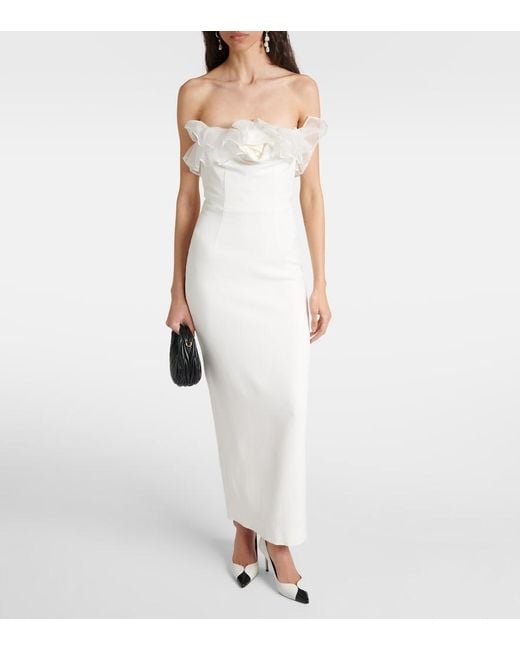 Alessandra Rich White Bustier-Robe Aus Cady Mit Organza