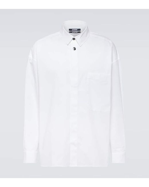 Camicia Manches Longue in misto cotone di Jacquemus in White da Uomo