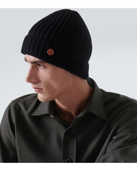 God's True Cashmere Black Molly Hogan Ribbed-Knit Cashmere Beanie for men