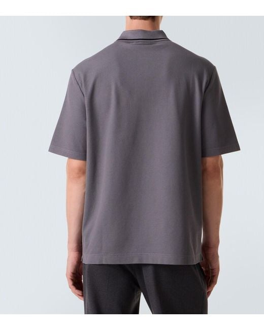 Dolce & Gabbana Gray Dg Embroidered Cotton Pique Polo Shirt for men