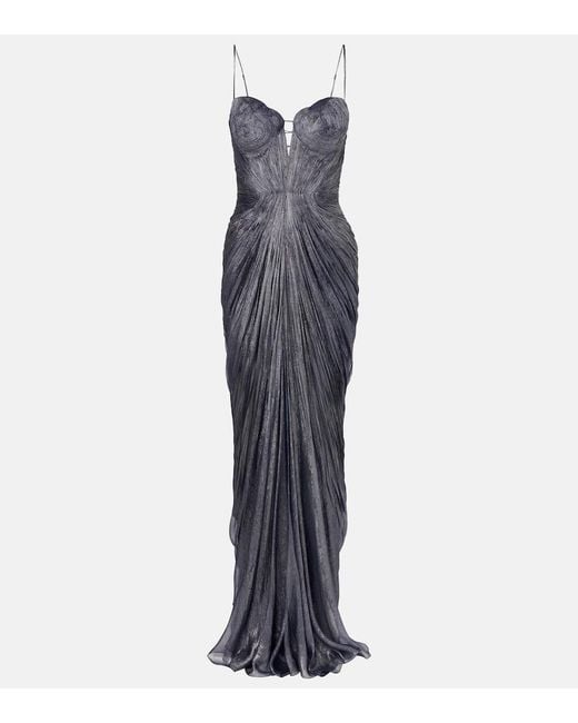 Maria Lucia Hohan Blue Cecilia Silk Tulle Corset Gown
