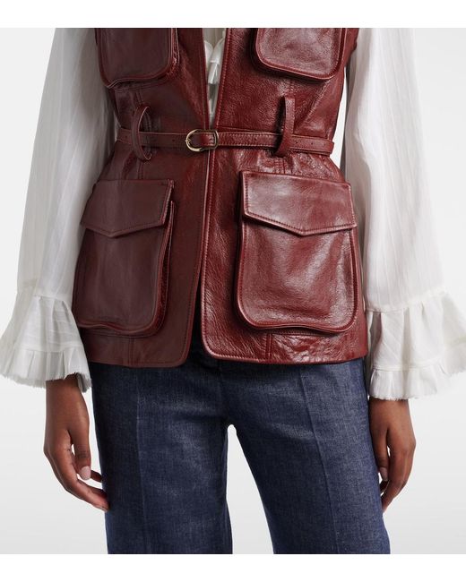 Dorothee Schumacher Red Broken Shine Leather Vest