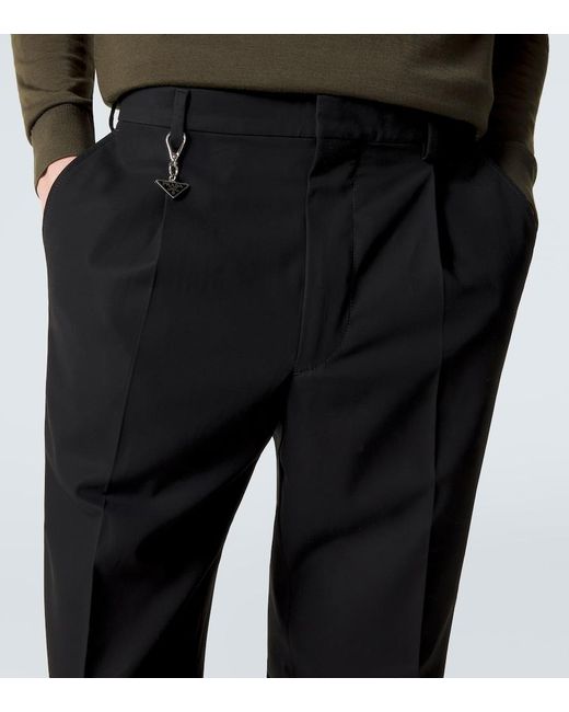 Prada Black Cotton Straight Pants for men