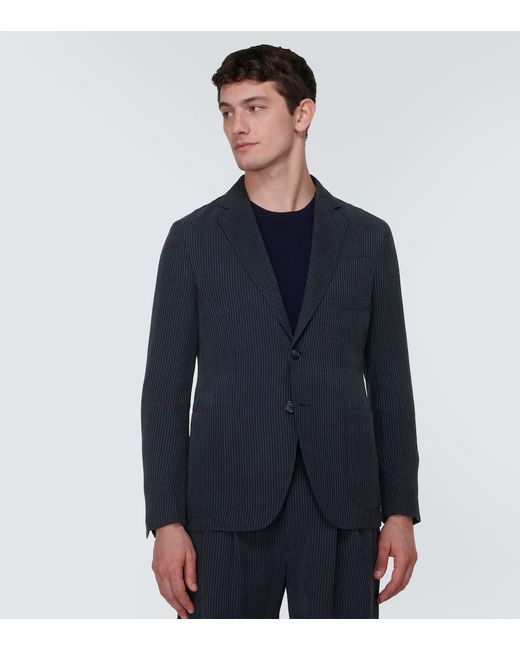 Giorgio Armani Blue Pinstripe Blazer for men