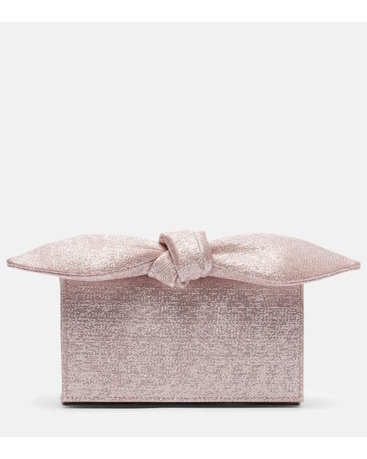 Aquazzura Pink Bow Tie Twill Clutch