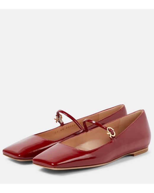 Gianvito Rossi Red Christina Patent Leather Mary Jane Flats