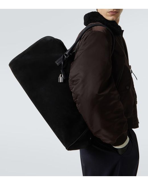 Bolso De Viaje De Ante Con Piel Tom Ford de hombre de color Black