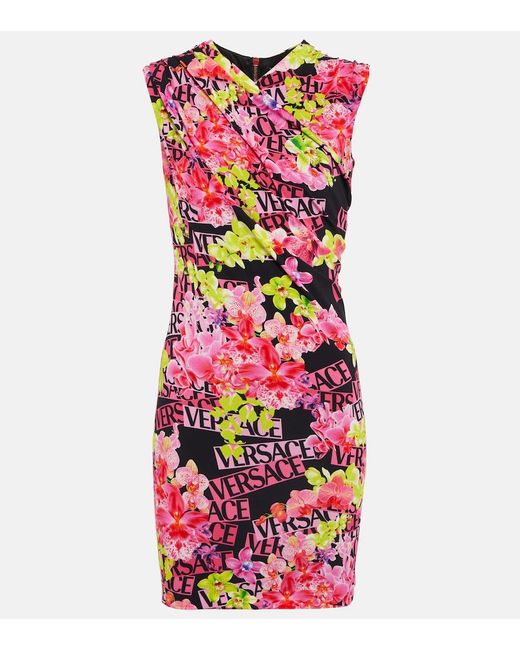 Robe A Fleurs Versace en coloris Pink