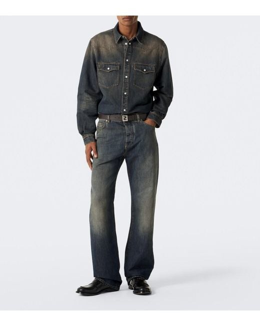 Fendi Gray Faded Straight Jeans for men