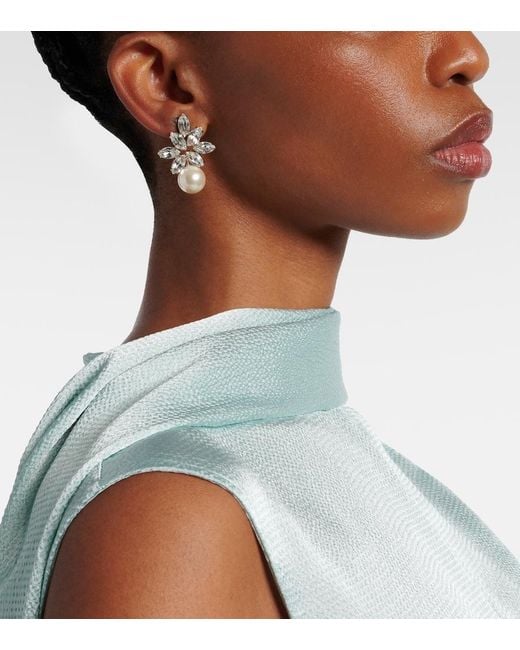 Jennifer Behr White Liza Embellished Faux Pearl Earrings