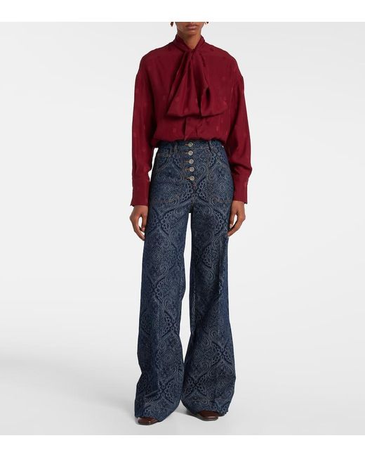 Etro Blue High-Rise Flared Jeans Pegaso