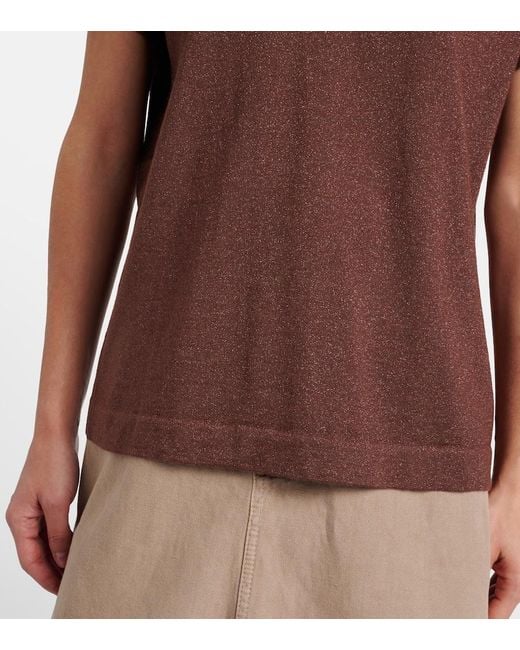 Brunello Cucinelli Brown Cashmere And Silk-Blend Lame Sweater