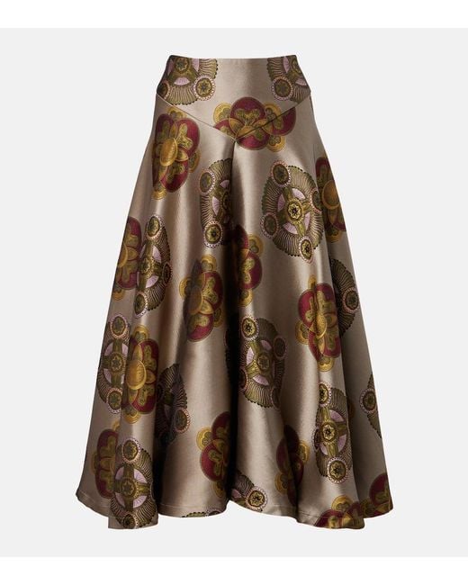 LaDoubleJ Brown Milano Printed Jacquard Midi Skirt