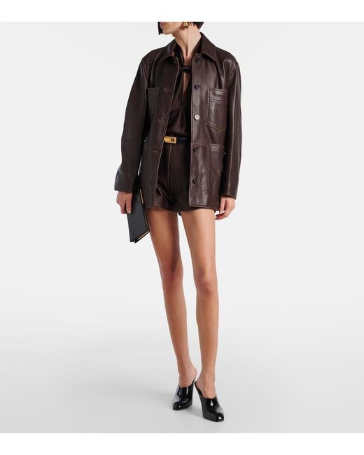 Nour Hammour Brown Leather Jacket