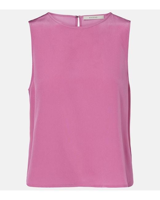 Asceno Pink Sofia Silk Crepe Tank Top