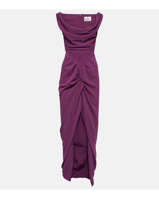 Vivienne Westwood Purple Panther Gathered Jersey Maxi Dress