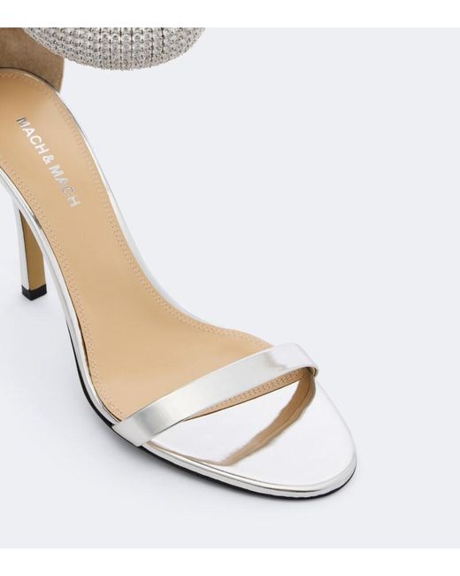 Mach & Mach White She's A Lady Embellished Leather Sandals