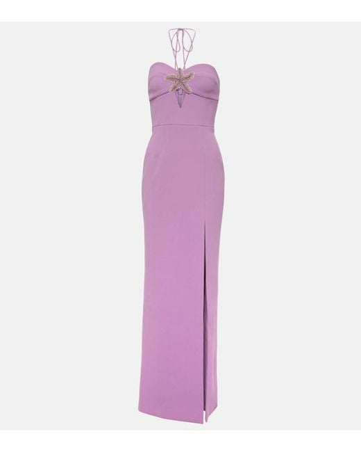 Rebecca Vallance Purple Chantara Embellished Gown