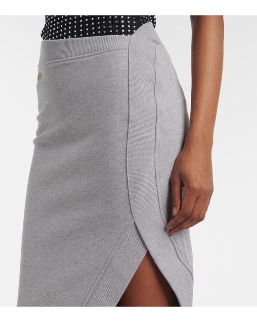 The Attico White Logo Asymmetric Cotton Jersey Midi Skirt
