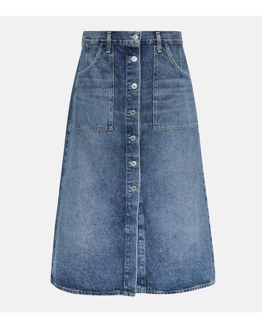 Citizens of Humanity Blue Anouk Denim Midi Skirt