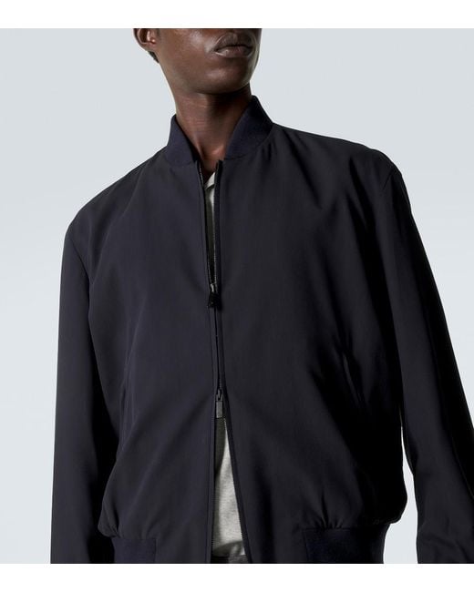 Giorgio Armani Blue Cotton-Blend Bomber Jacket for men