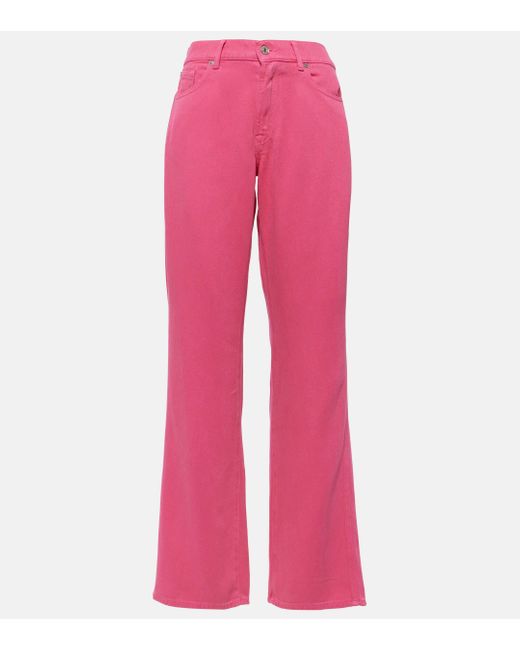 7 For All Mankind Pink Tess Straight Jeans
