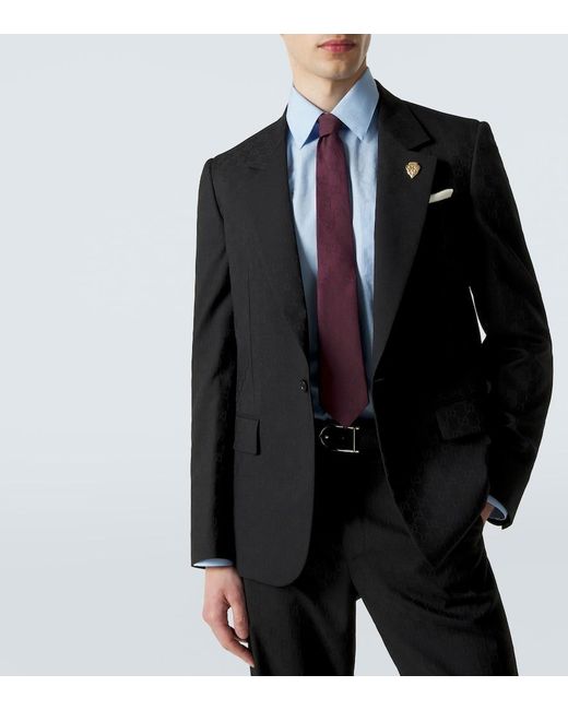 Gucci Purple Gg Cotton And Silk Jacquard Tie for men