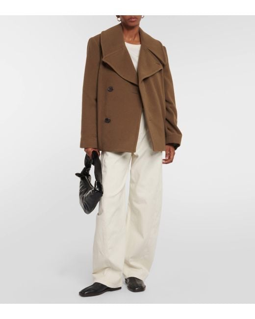 Lemaire Brown Cropped Wool Coat