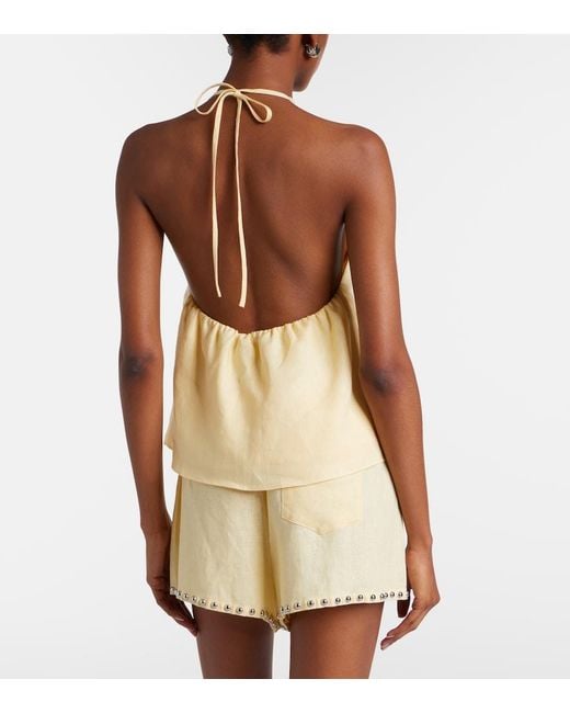 Staud Natural Corso Halterneck Linen Top
