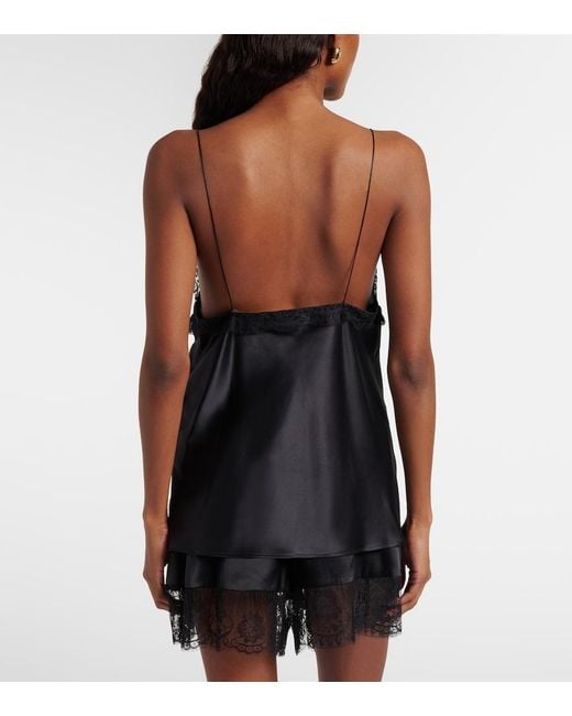 Nina Ricci Black Lace-Trimmed Silk-Blend Satin Camisole