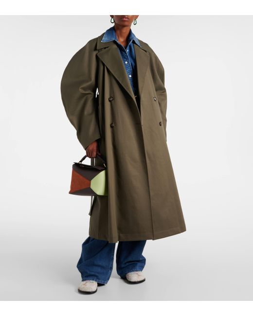 Loewe Green Belted Cotton Drill Trench Coat