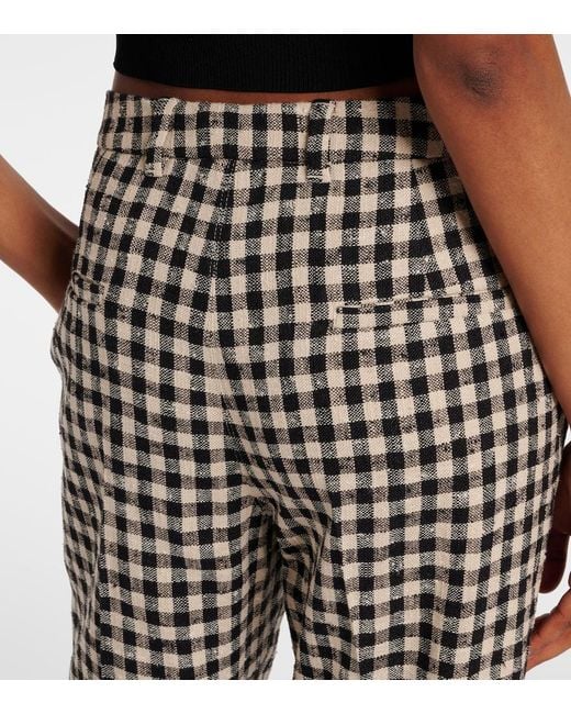 Max Mara Natural Max Mara Daisy Gingham Cropped Straight Pants