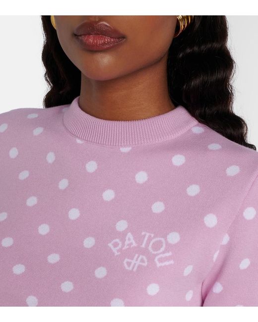Patou Pink Polka-Dot Cotton-Blend Sweater