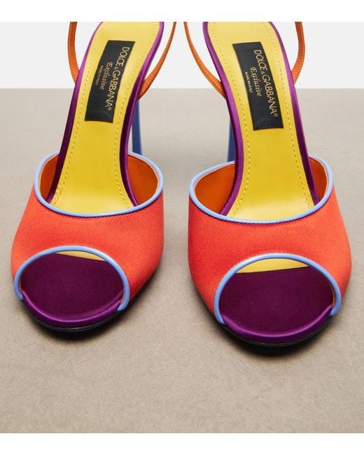 Dolce & Gabbana Red Keira Satin Slingback Sandals