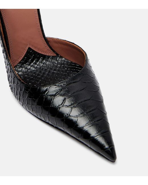 Paris Texas Brown Vera 105 Snake-Effect Leather Pumps