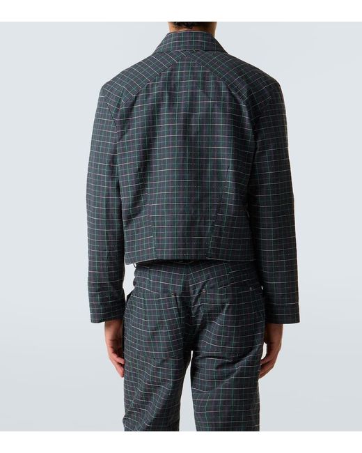 Kiko Kostadinov Blue Kraner Checked Cropped Cotton-Blend Blouson for men