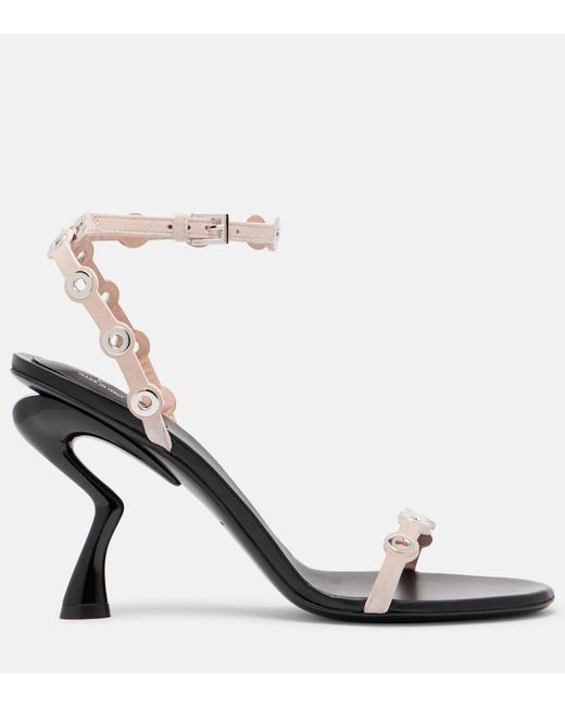 Emilio Pucci Black Emilio 95 Eyelet Suede Sandals