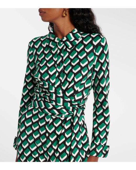 Diane von Furstenberg Green Michele Printed Jumpsuit