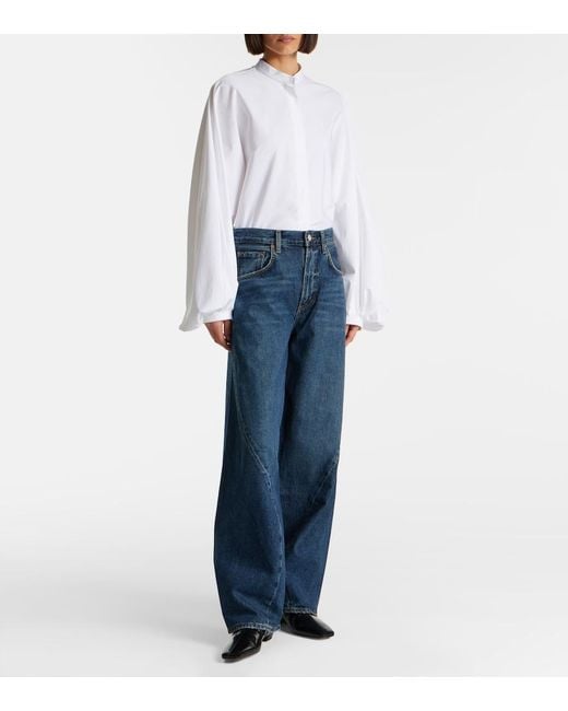Agolde Blue Twist Mid-Rise Wide-Leg Jeans