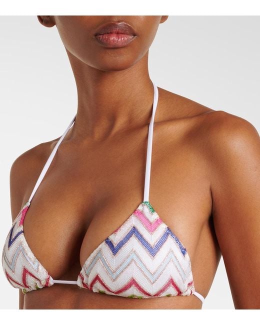 Missoni White Zigzag Lame Bikini