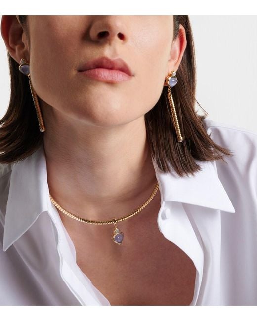 Marina B Metallic Trisolina 18Kt Pendant Necklace With Chalcedony And Diamonds