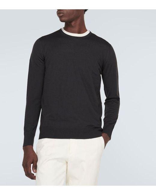Loro Piana Black Knitted Virgin Wool Top for men