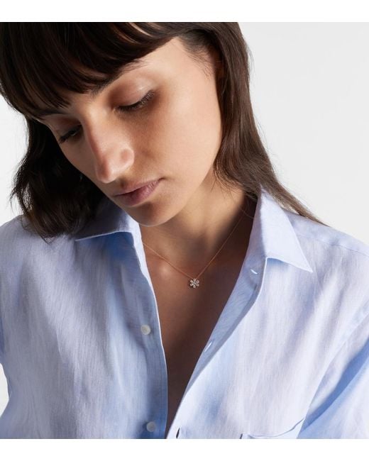 Sophie Bille Brahe White Cosmos Simple 18Kt Pendant Necklace With Diamonds