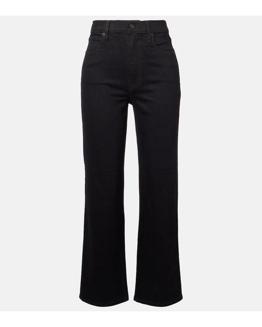SLVRLAKE Denim Blue London Mid-Rise Cropped Straight Jeans