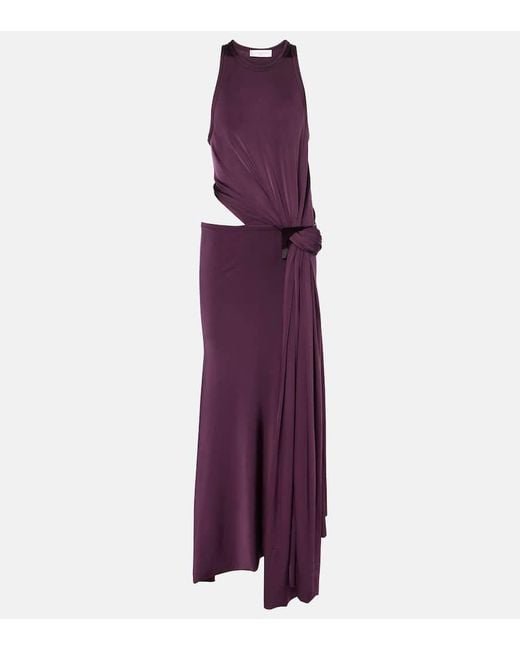 Victoria Beckham Purple Cutout Draped Jersey Midi Dress