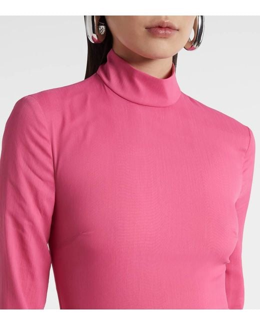 ROTATE BIRGER CHRISTENSEN Pink Ruffled Chiffon Maxi Dress