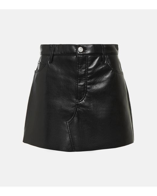 FRAME Black Le High 'n' Tight Leather Miniskirt