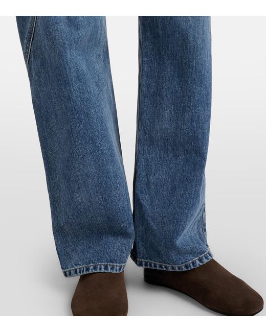 J.W. Anderson Blue Bestickte High-Rise Straight Jeans