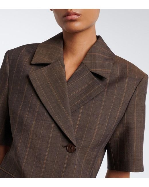 Ganni Brown Striped Wool Blazer